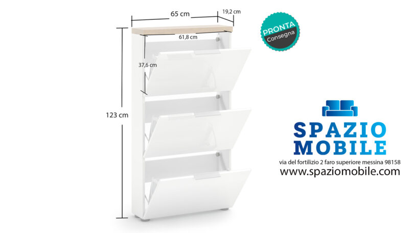 Scarpiera 3 Ribalte Bianca - immagine 2