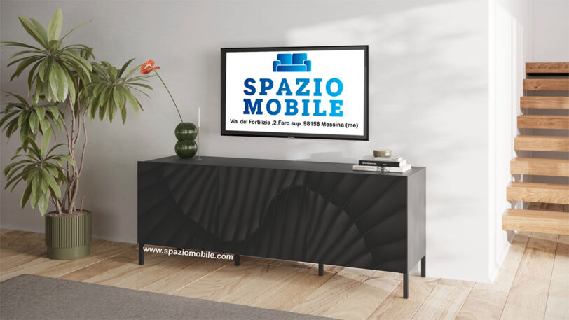 Porta Tv Snake 3 Ante con Piedi Antracite - immagine 2